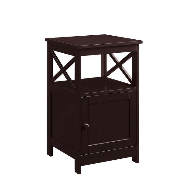 Oxford End Table with Cabinet， Cherry/Black