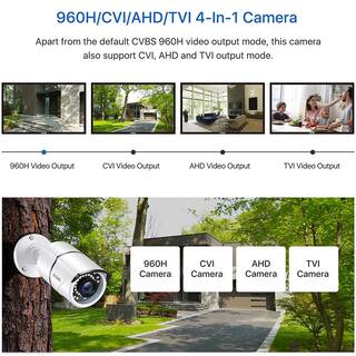 ZOSI Wired 1080p OutdoorIndoor Bullet Home Security Camera 4-in-1 White Compatible for TVICVIAHDCVBS DVR 1AC-2612C-WS-A1