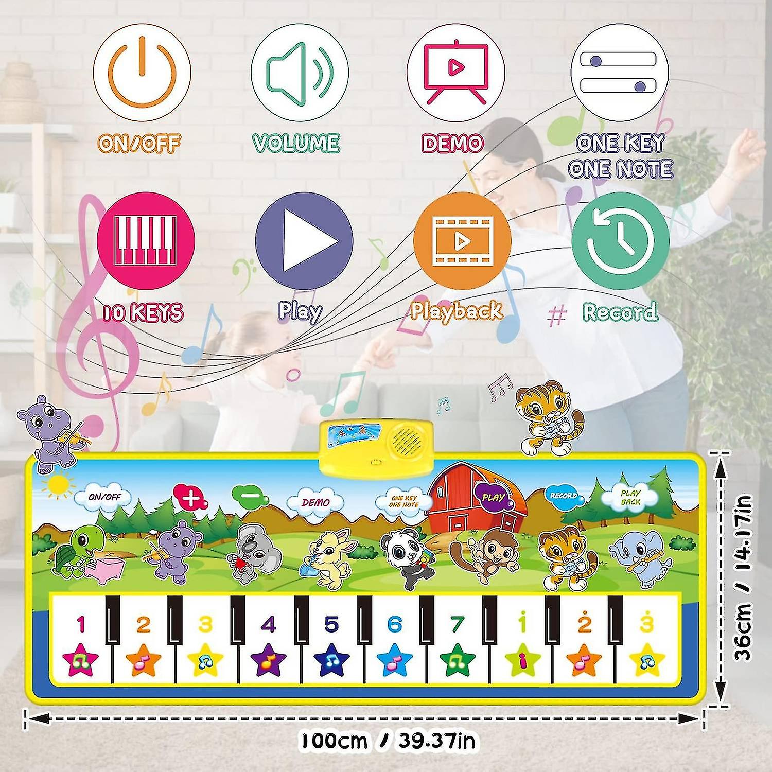 Kids Piano Mat， Music Mat Dance Mats Touch Play Mats Floor Keyboard Musical Carpet Mat Gift Toys