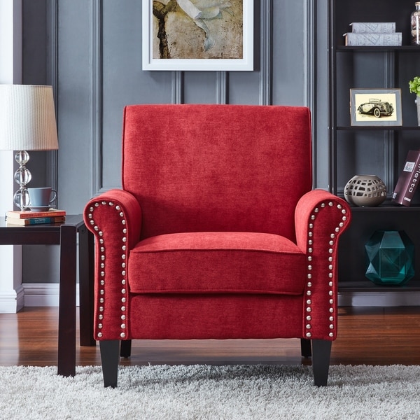 Copper Grove Herve Brick Red Velvet Traditional Arm Chair