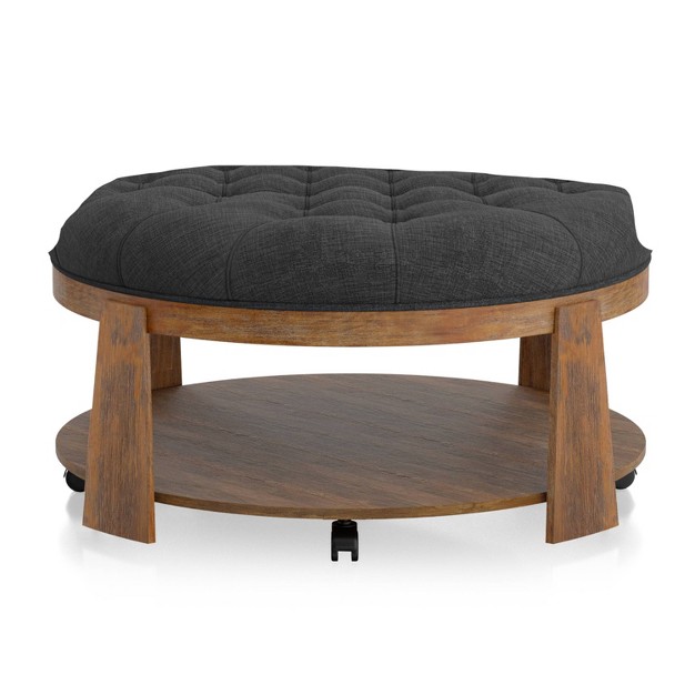 Flent Button Tufted Round Storage Ottomans Mibasics