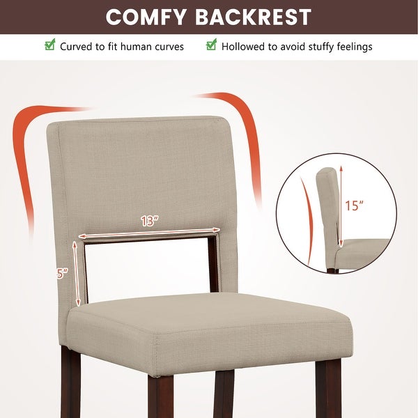 Gymax 4-Piece Linen Fabric/PVC Leather Counter Height Bar Stool Set w/