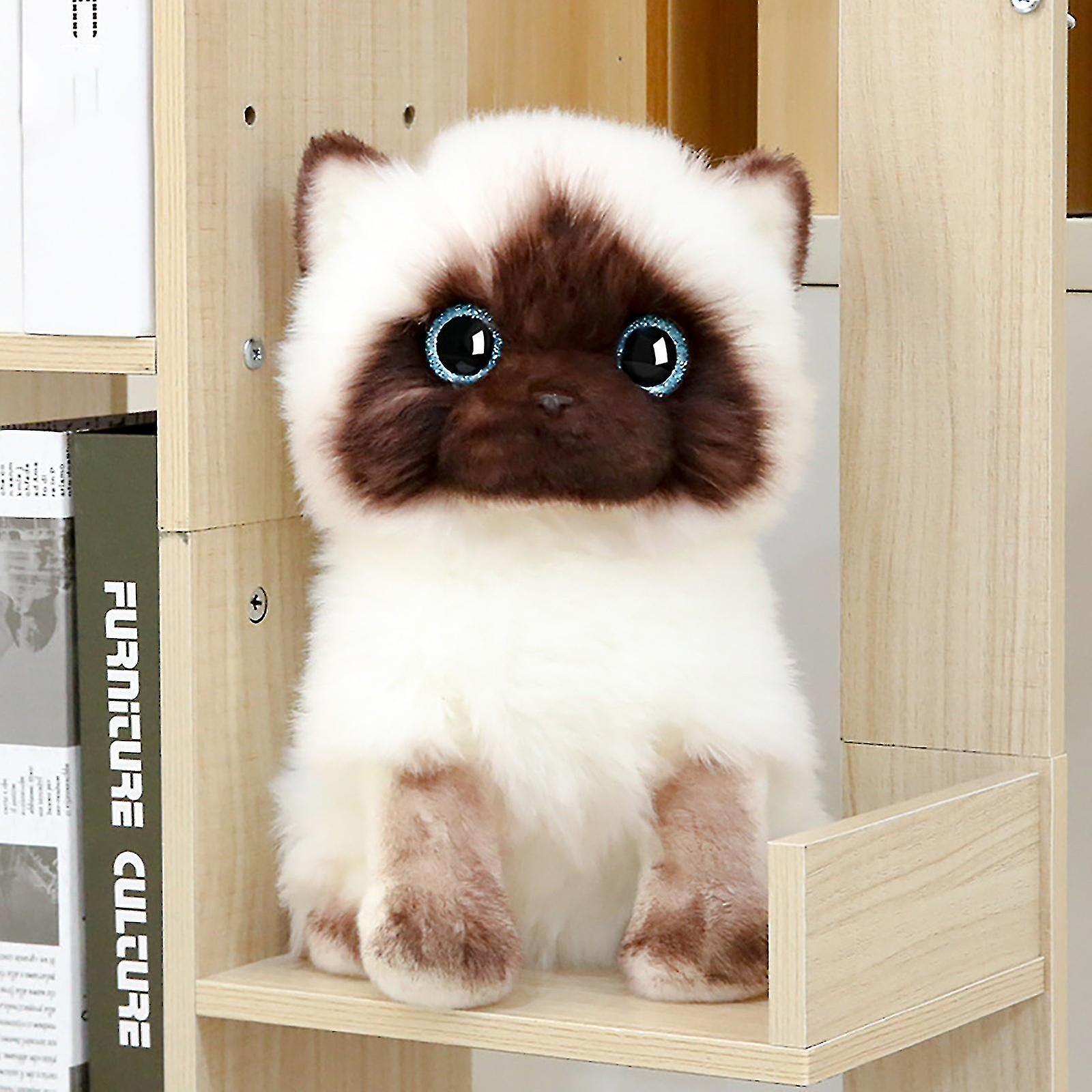 Plush Siamese Cat Dolls Stuffed Animals Toys Simulation Siamese Cat Cute Sequins