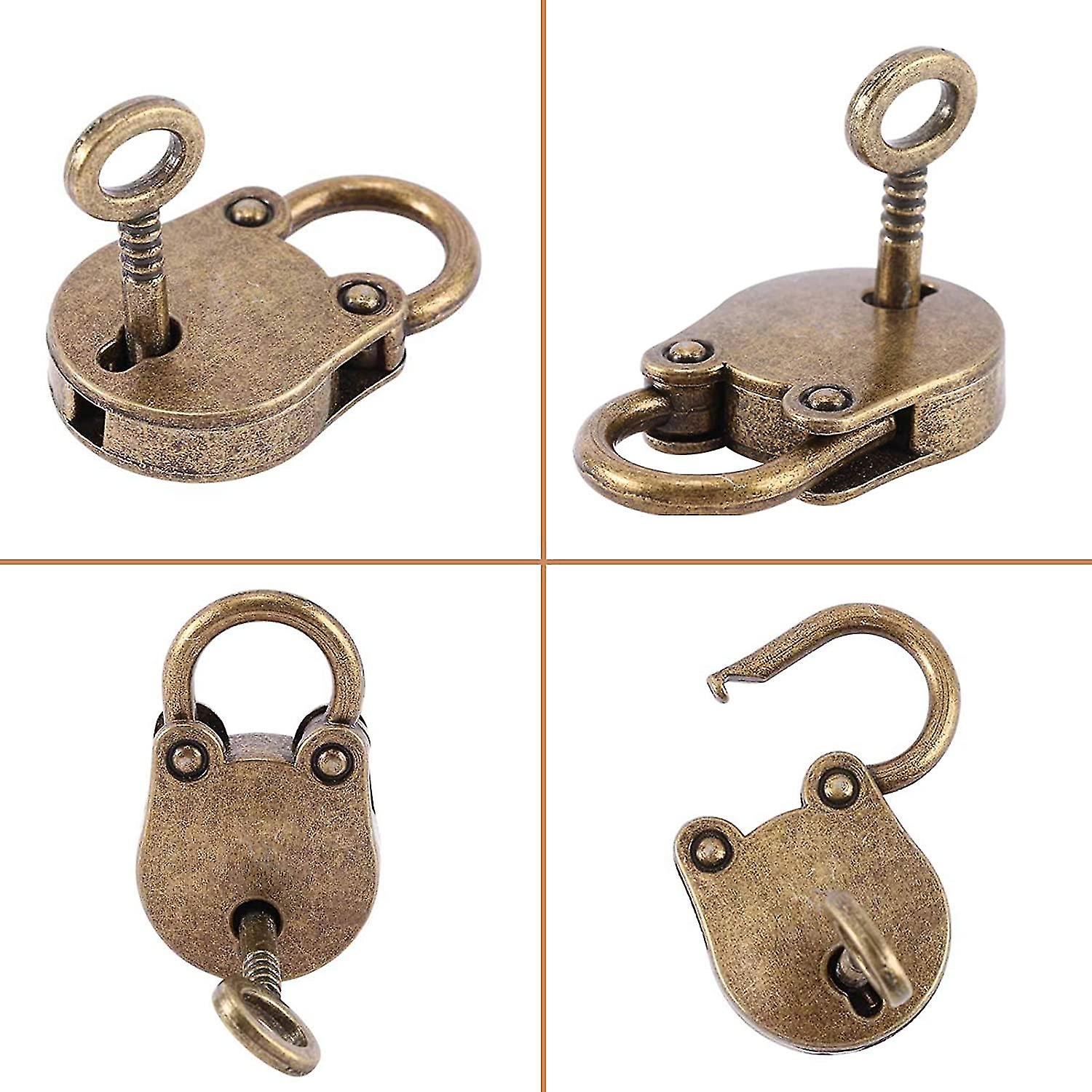 Padlock With Keys， 3 Pcs Padlock With 3 Small Keys Antique Zinc Alloy Decorative Padlocks For Small Items Jewelry Luggage Box Home Hardware (bronze