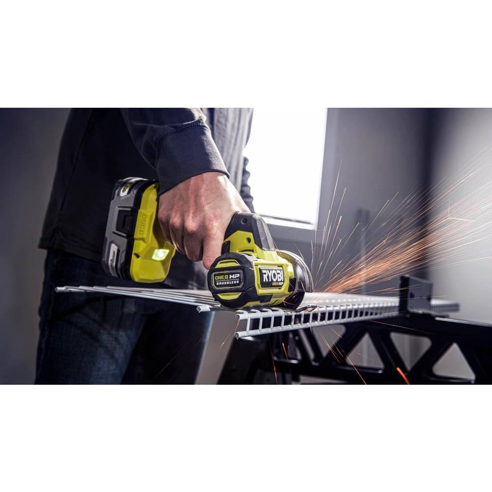 RYOBI ONE+ HP 18V Brushless Cordless Compact 2-Tool Combo Kit with 38 in. Right Angle Drill and Cut-Off Tool (Tools Only) PSBRA02B-PSBCS02B