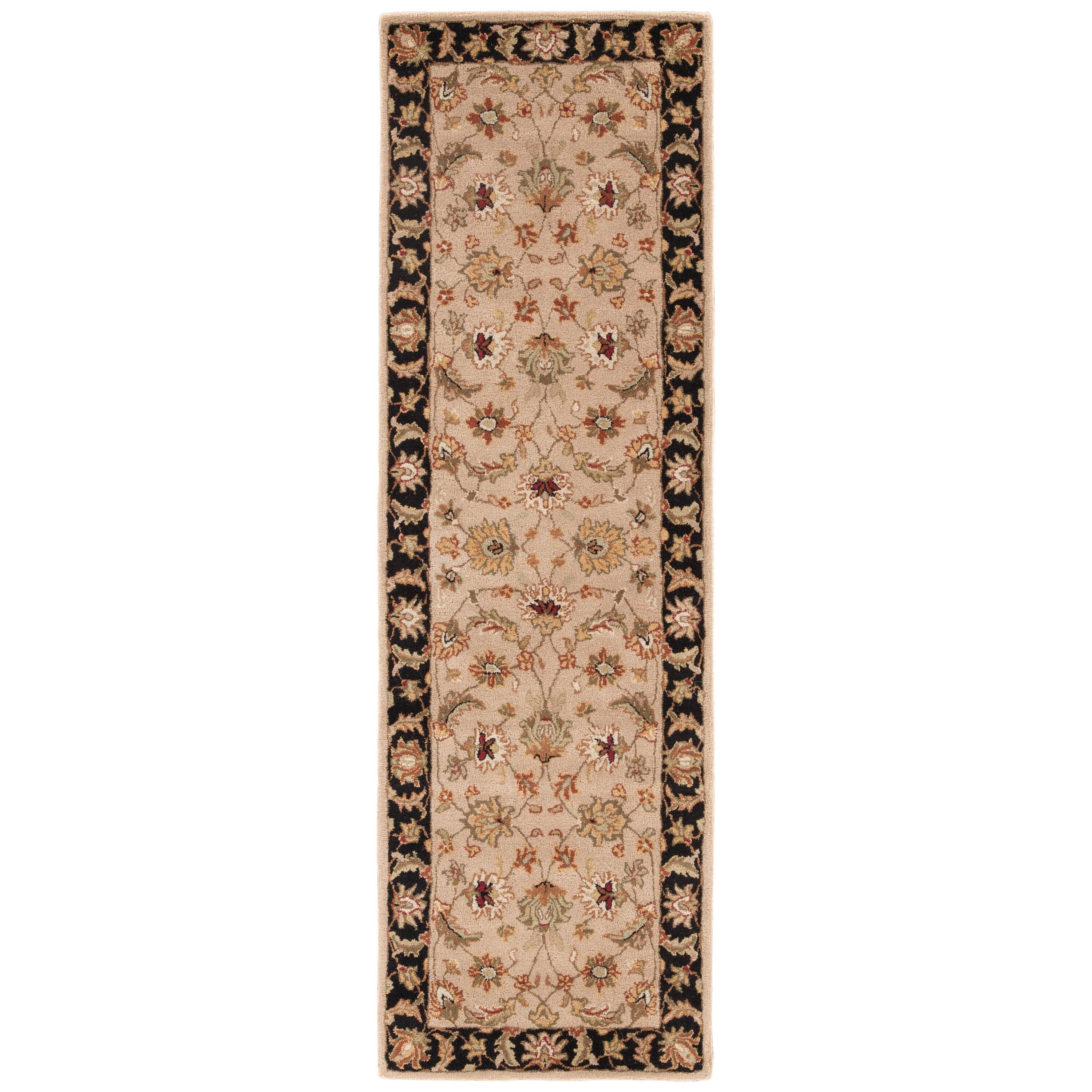 Selene Handmade Floral Beige & Black Area Rug