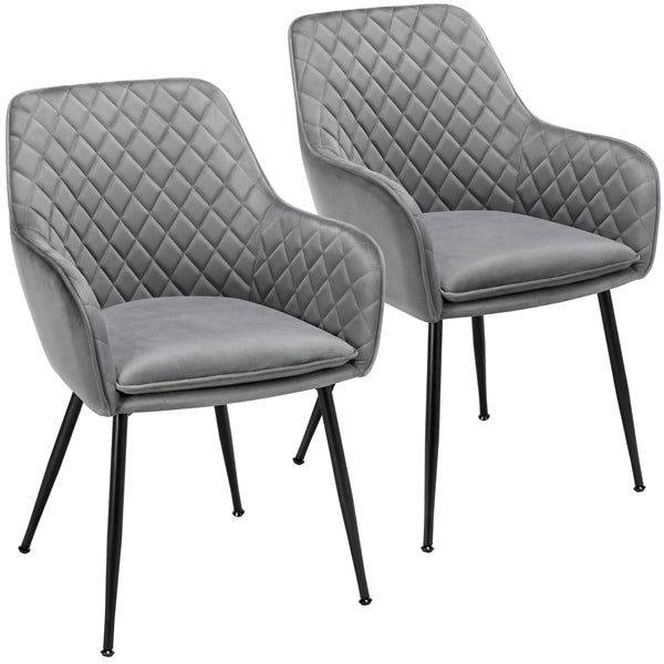 SMILE MART Modern Upholstered Fabric Dining Chair Midback， Set of 2， Gray