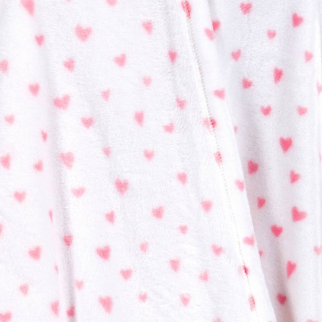 Ditsy Hearts Printed Plush Valentine x27 s Day Throw Blanket White blush