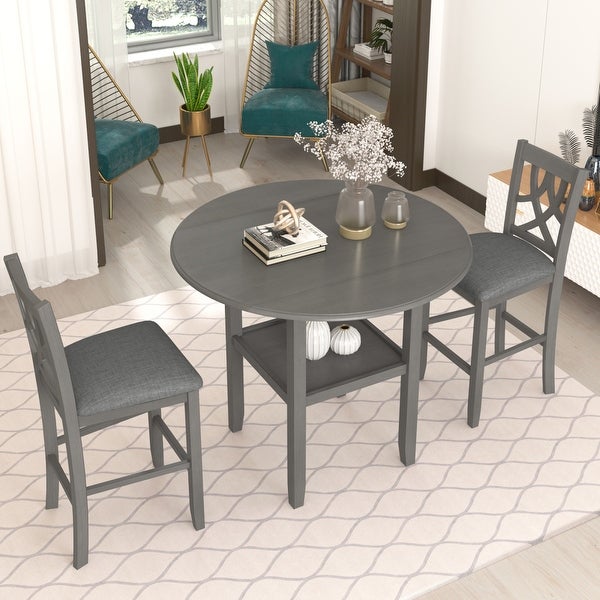 3 Piece Dining Table Set with Drop Leaf Table