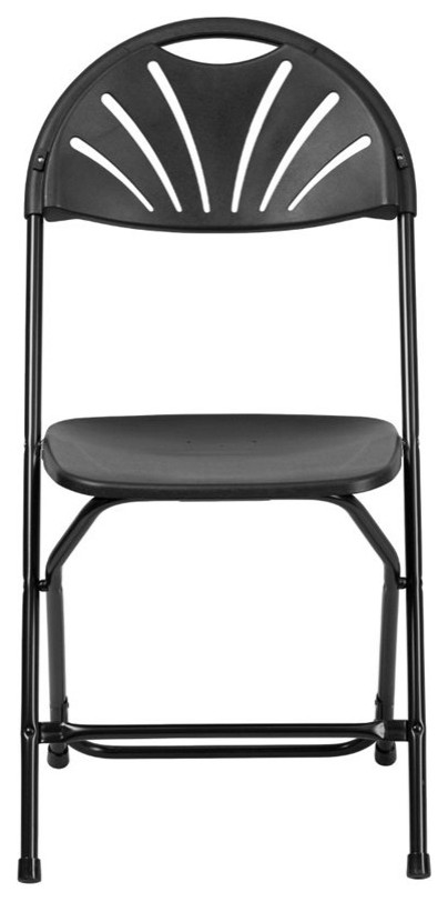 Flash Furniture Hercules Plastic Fan Back Folding Chair in Black   Contemporary   Folding Chairs And Stools   by Homesquare  Houzz