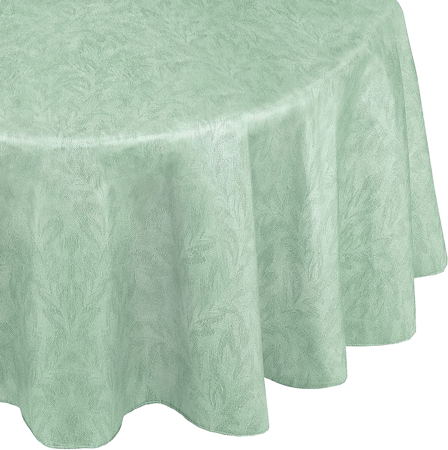 Newbridge Sage Napa Leaf Solid Color Vinyl Flannel Backed Tablecloth, Hotel Quality Indoor/Outdoor Patio, Kitchen, BBQ, Dining Room Vinyl Tablecloth, 70” Zipper Umbrella Round