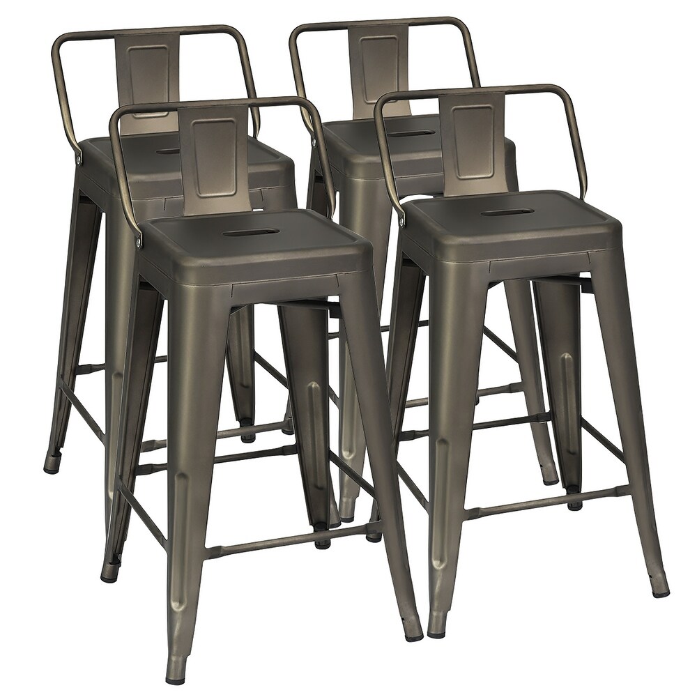 Set of 4 Metal Bar stools Cafe Side Chairs Industrial Bar Stools