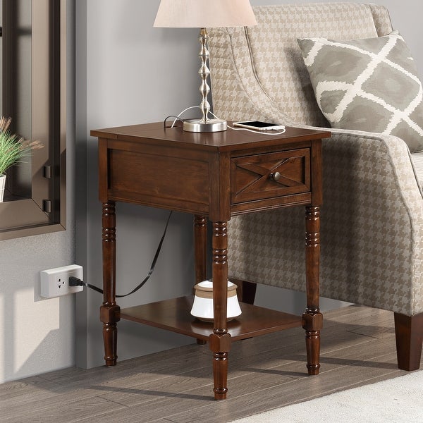 The Gray Barn Cranesbill Country End Table with Charging Station