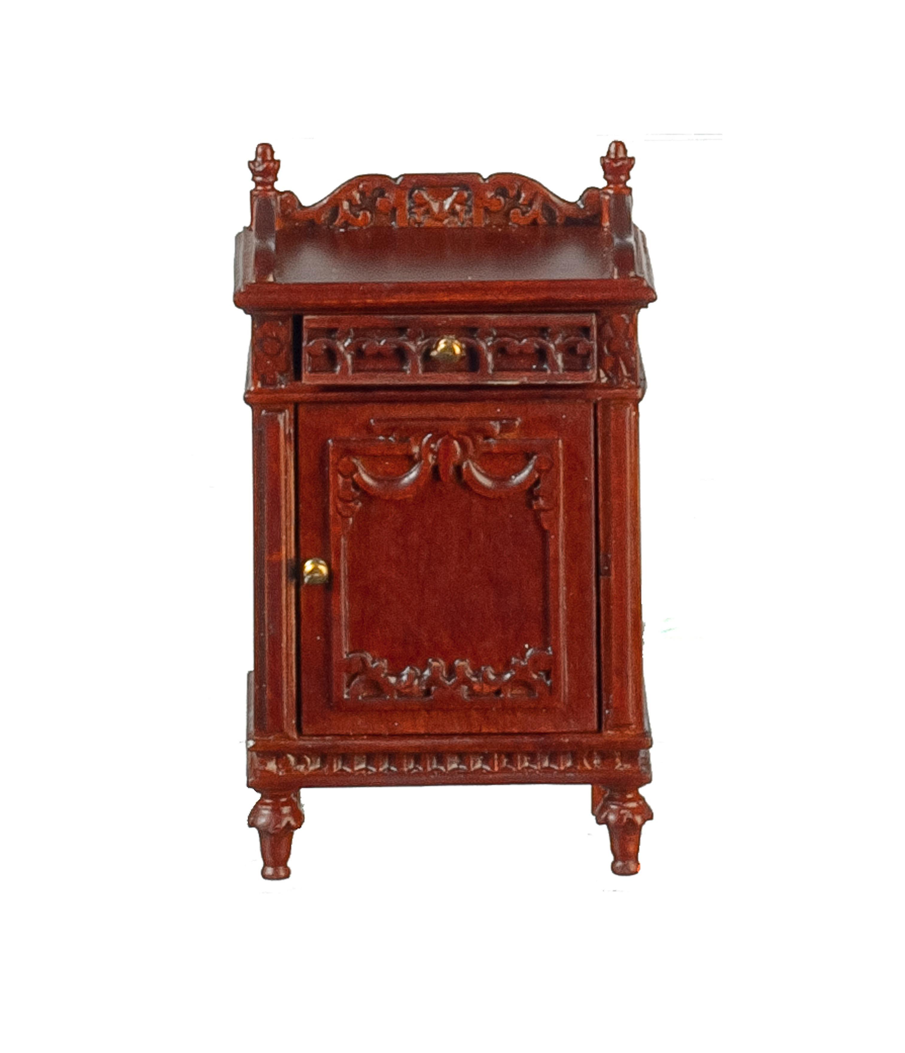 Dolls House Victorian Walnut Bedside Chest Nightstand Jbm Bedroom Furniture 1:12