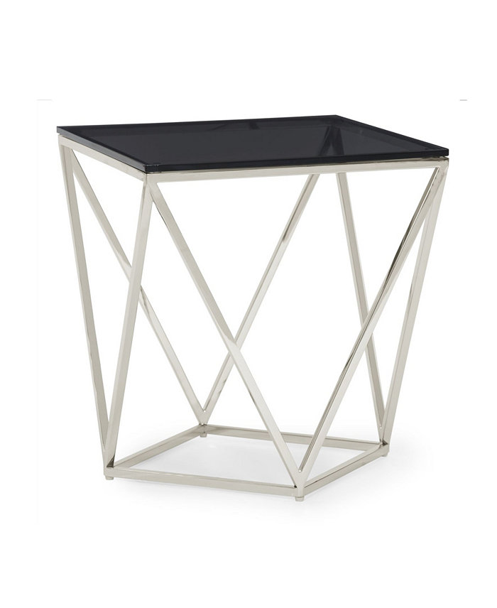 Furniture Aria 22 Smoked Glass and Polished Stainless Steel End Table