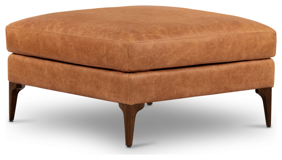 Poly and Bark Mateo Leather Ottoman   Midcentury   Footstools And Ottomans   by Edgemod Furniture  Houzz