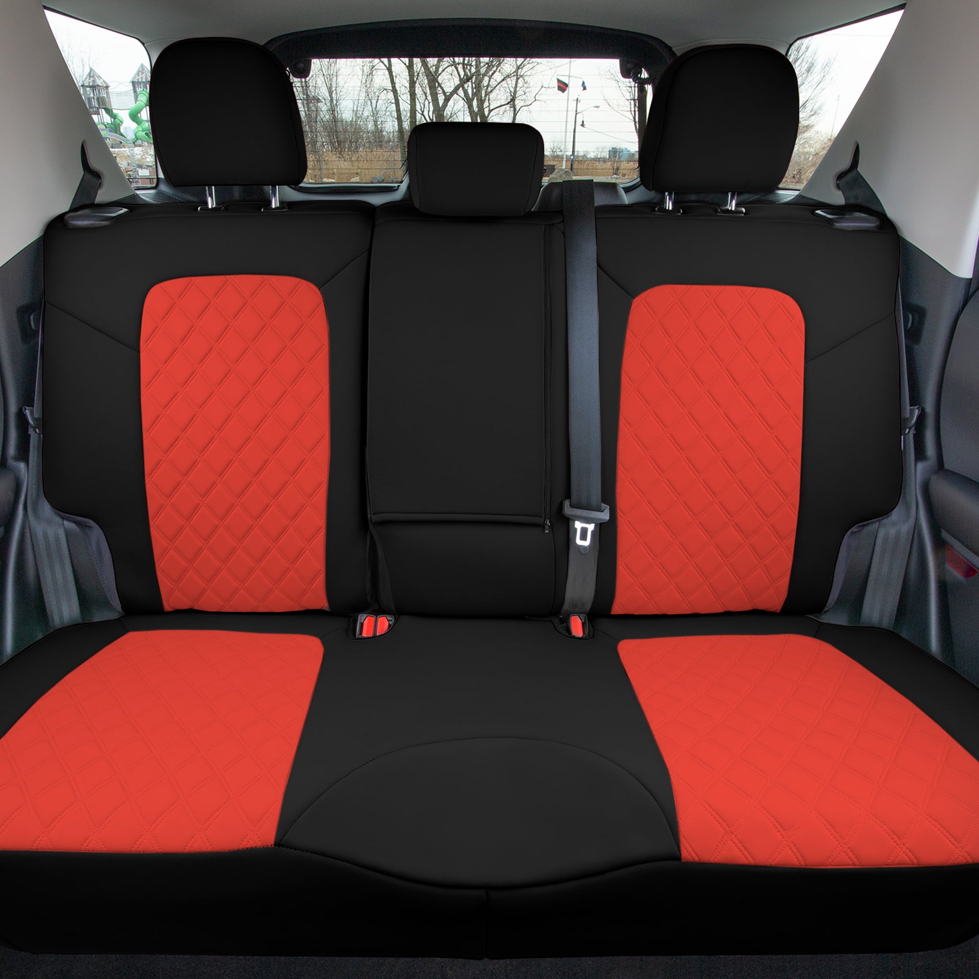 TLH Red Full Neoprene Custom Fit Seat Covers for 2021 - 2022 Ford Bronco Sport with Water Resistant Neosupreme Insert