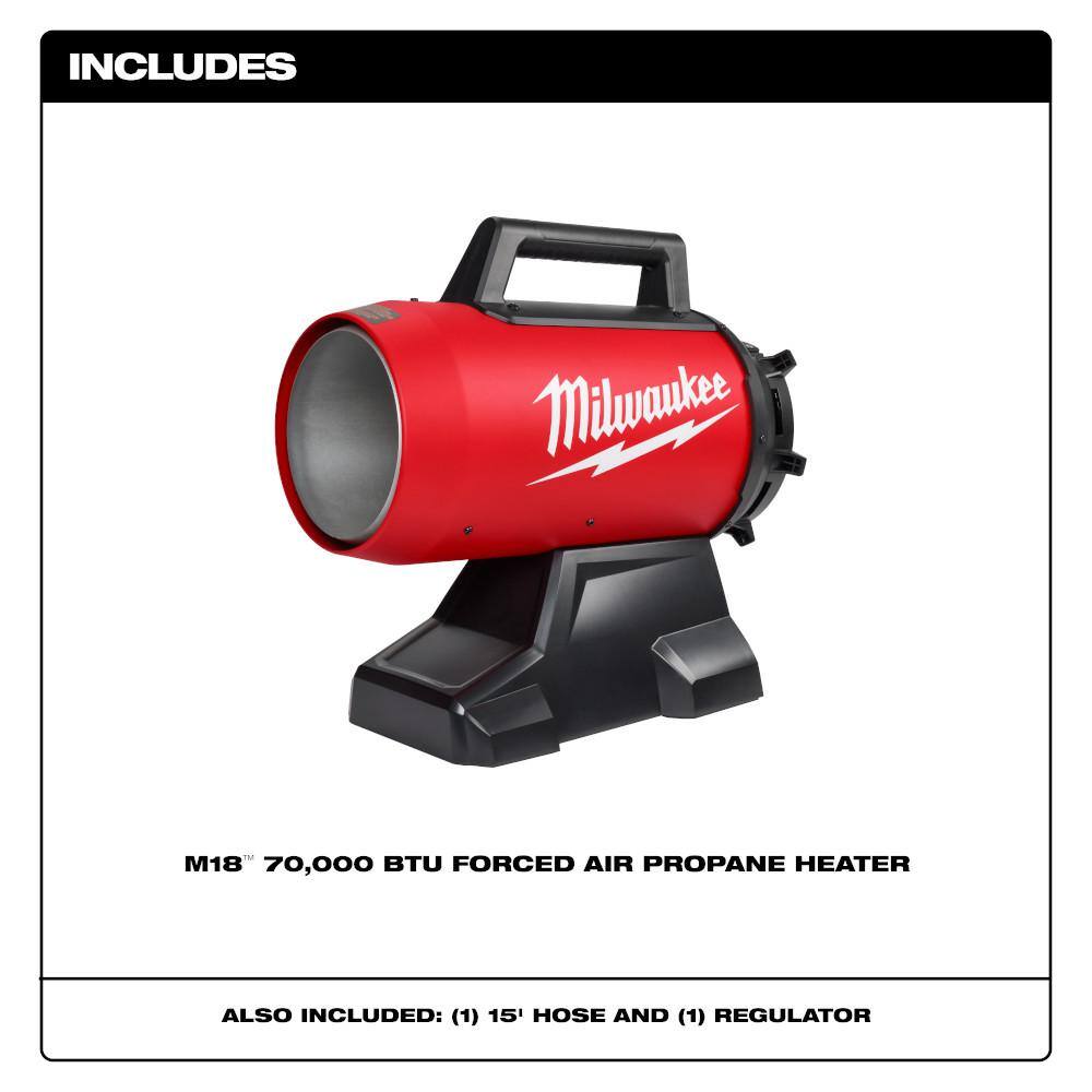 MW M18 18-Volt Lithium-Ion Cordless Forced Air Propane Portable Heater (Tool-Only) 0801-20