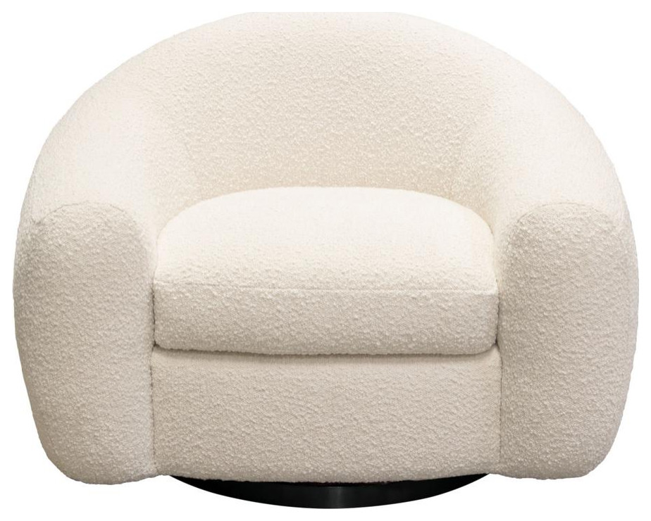 Pascal Swivel Chair in Bone Boucle Textured Fabric w/ Contoured Arms  ampBack...   Contemporary   Indoor Chaise Lounge Chairs   by BisonOffice  Houzz
