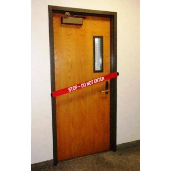 Magnetic Door Barrier Nylon Stop Do Not Enter Safety Banner with Magnetic Ends. Fits up to a 51 in. Extra-Wide Doorway SDE-L-01