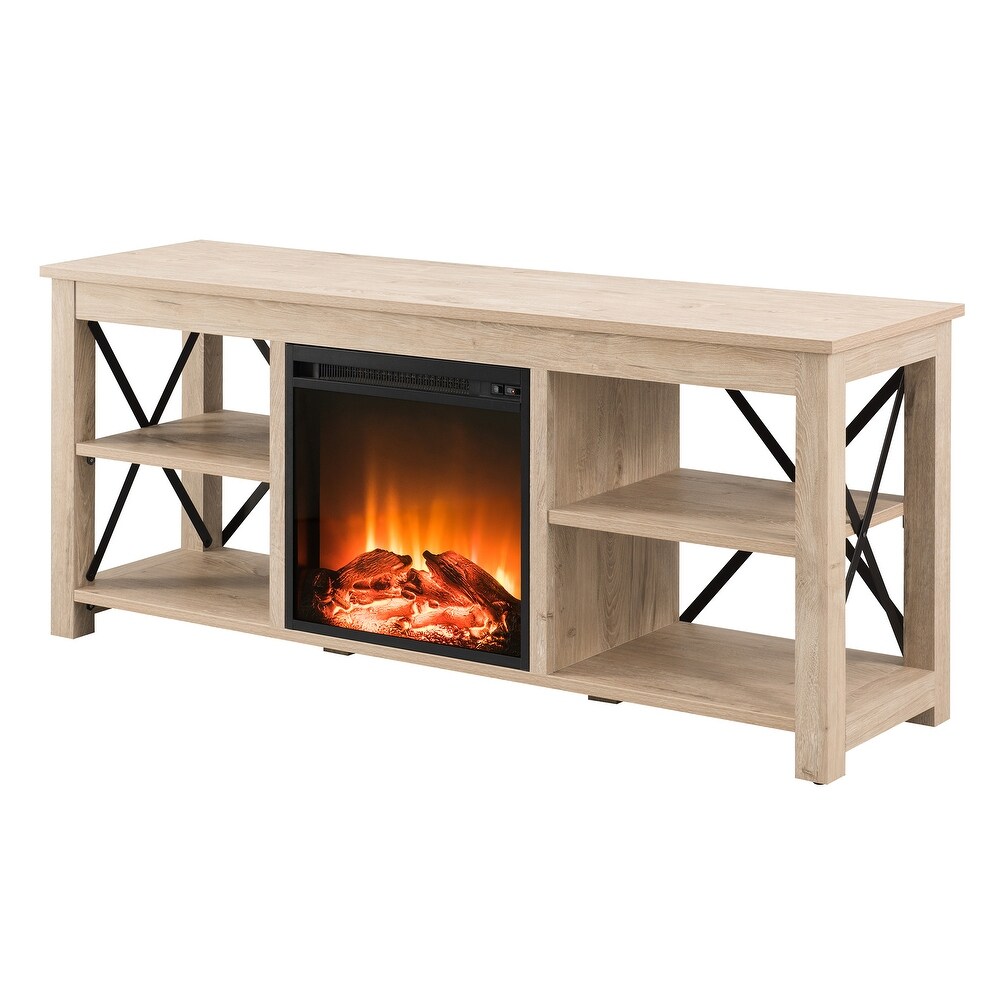 Sawyer TV Stand with Log Fireplace Insert