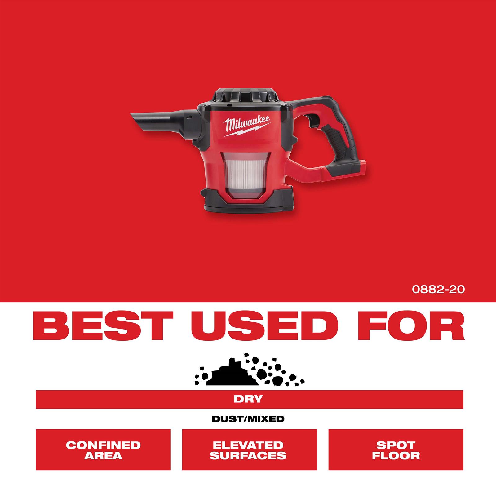 Milwaukee Tool 0882-20 Milwaukee M18 Compact Vacuum Cleaners