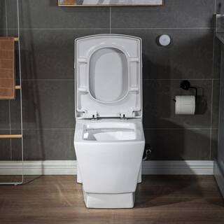 WOODBRIDGE TAOZI 1-piece 1.1 GPF1.6 GPF High Efficiency Dual Flush Square Elongated Toilet in White with Soft Closed Seat Included HB0920-A