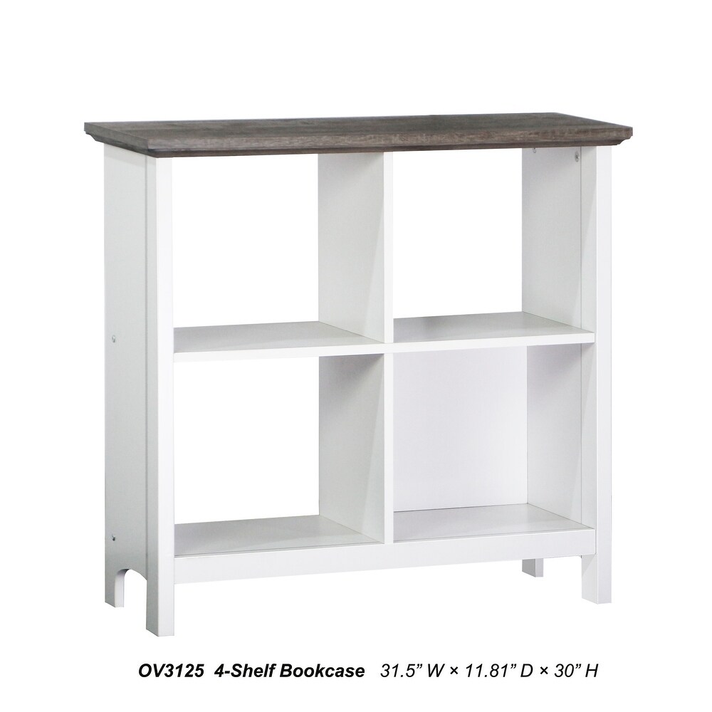 Olivia 4 Cube Bookcase in Grey Oak and White Finish