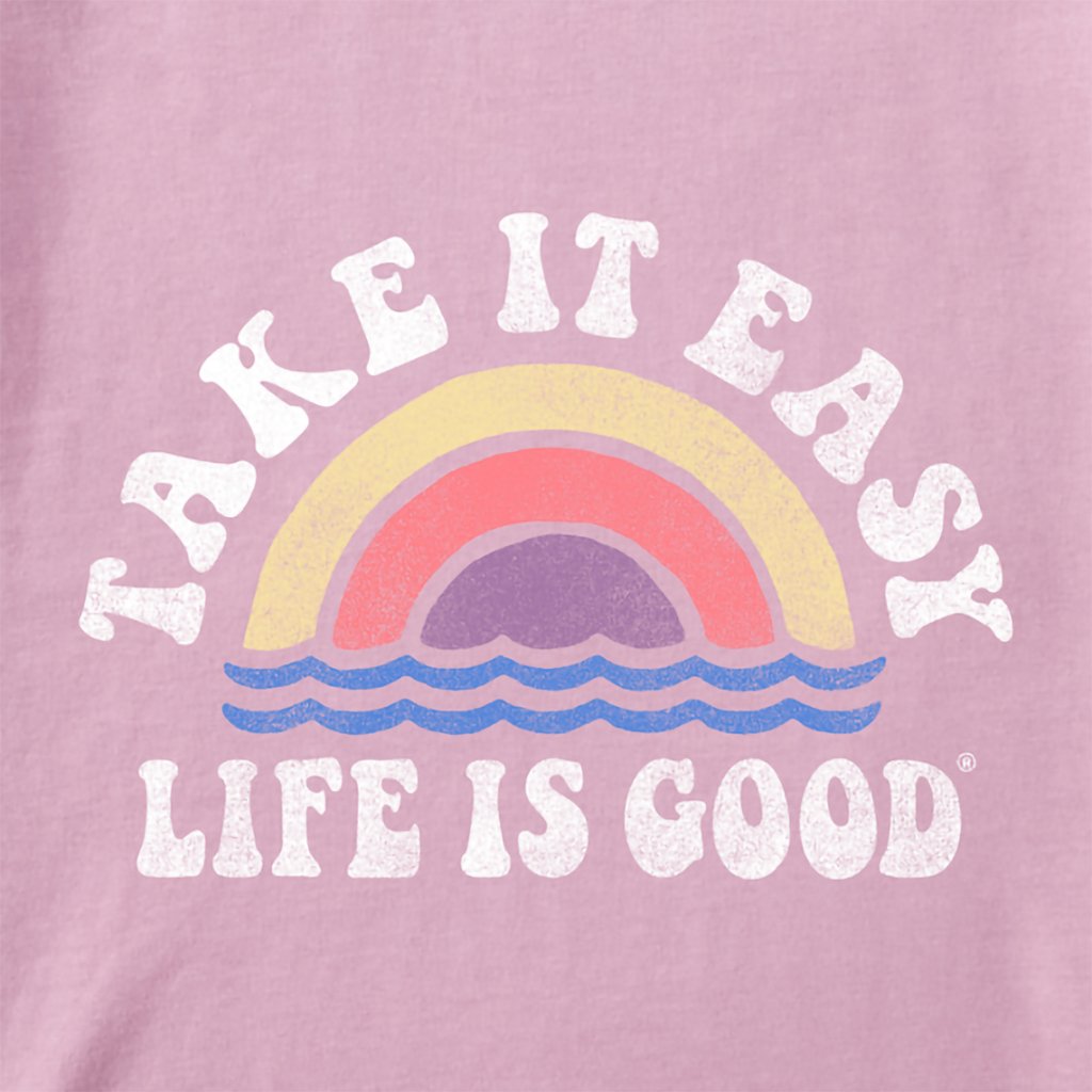 Life Is Good  Women's Take It Easy Rainbow Waves Short Sleeve Tee