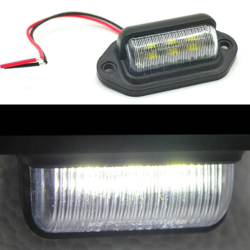 2Pcs 6 led license number plate light lamps for truck suv trailer lorry 12/24v