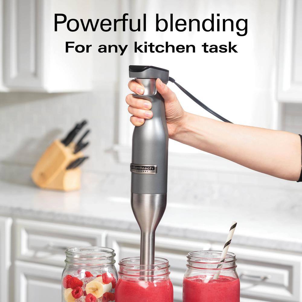 HAMILTON BEACH PROFESSIONAL 1-Speed Stainless Steel and Grey Immersion Blender with Variable Speeds 59750