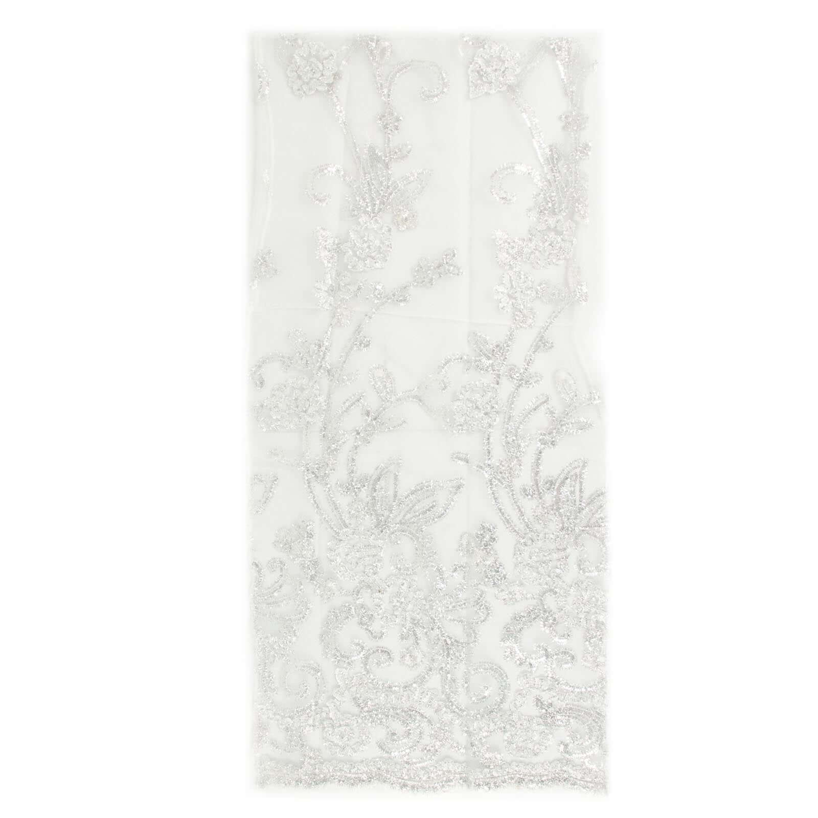 White Organza Floral Sequin Embroidered Wedding Chiavari Slipcover, Wedding Chair Back Lace Cover