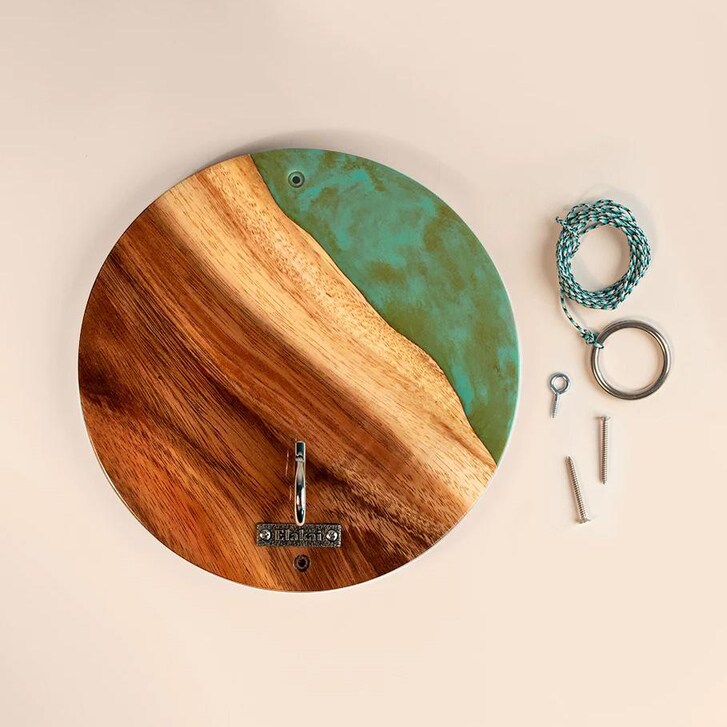 Elakai One of a Kind Teal and Orange Pearl Epoxy Resin Live-Edge Wood Hook and Ring Toss Game