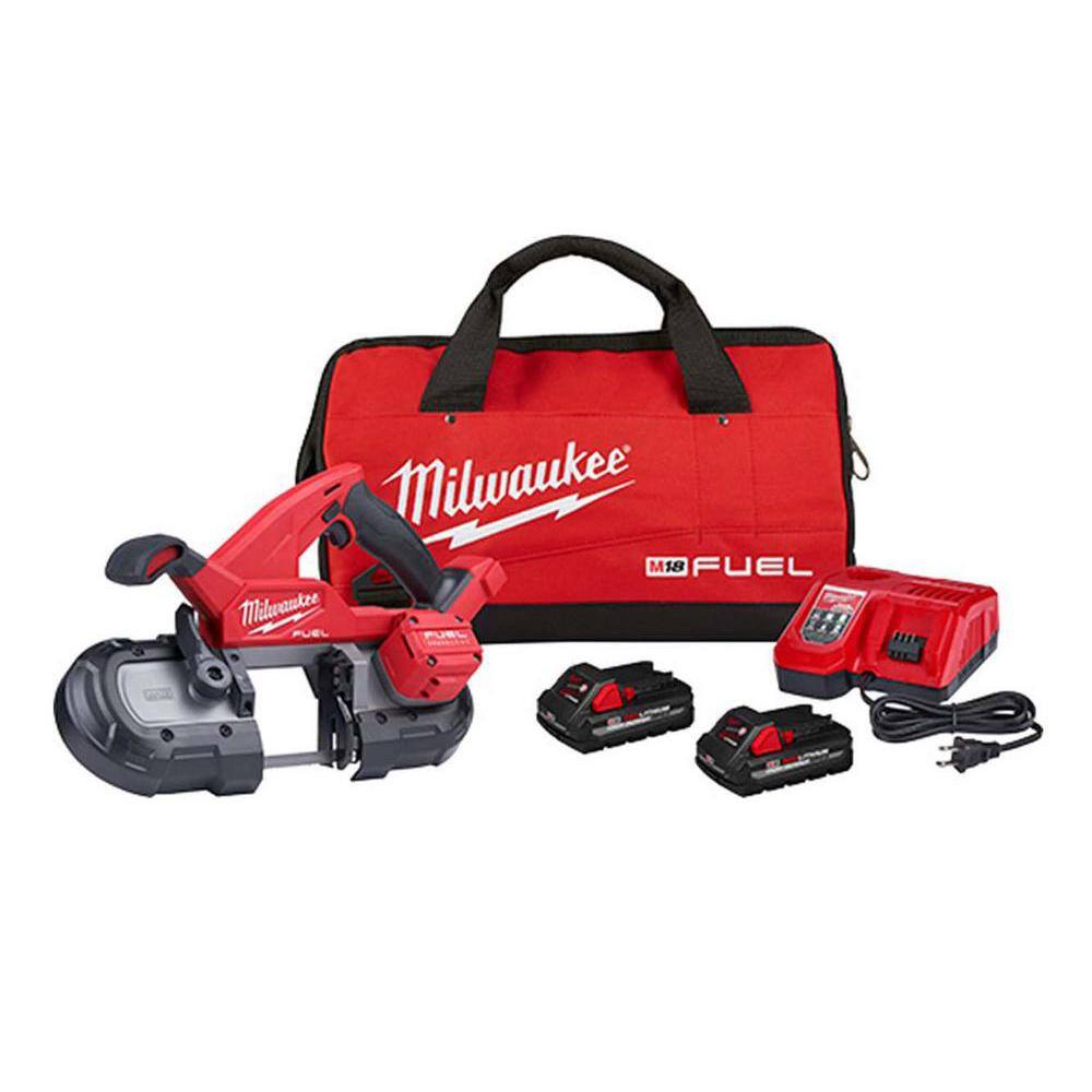 MW M18 FUEL 18V Lithium-Ion Brushless Cordless Compact Bandsaw Kit with Two 3.0 Ah High Output Batteries 2829-22