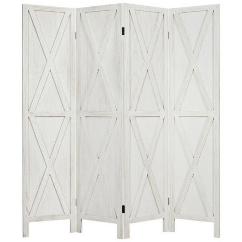 5.6 Ft 4 Panels Folding Wooden Room Divider