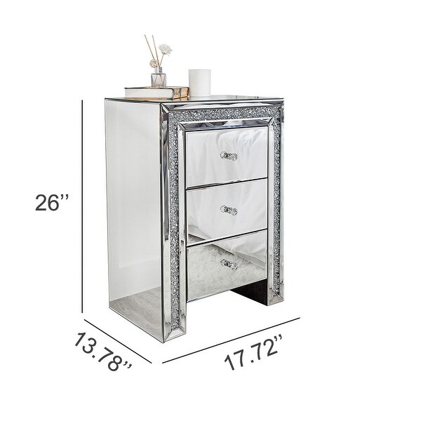 3-Drawer Accent Nightstand Diamond Side Table - - 37236146