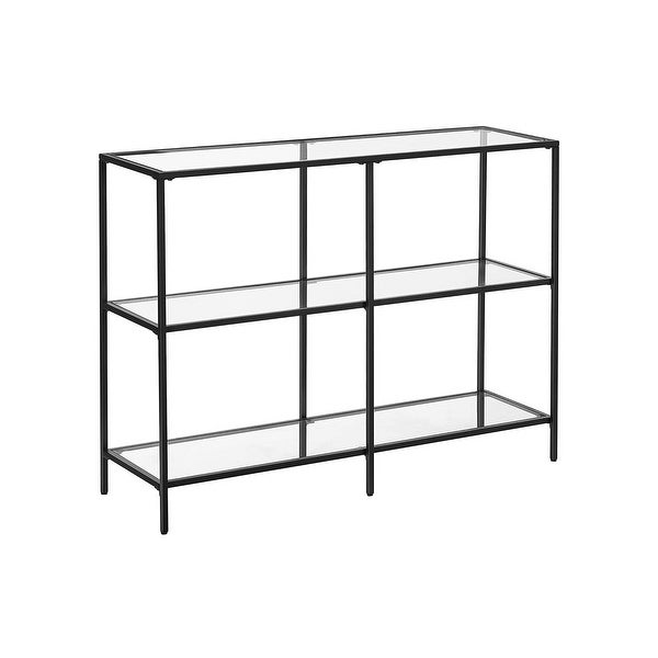 VASAGLE Console Sofa Table with 3 Shelves， 39.4 x 11.8 x 28.7 Inches， Steel Frame， Tempered Glass Shelf， Modern Style