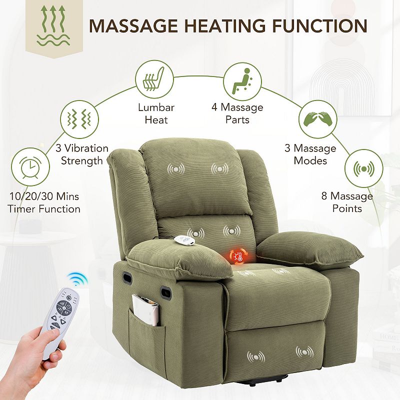 Merax Massage Recliner，Power Lift Chair for Elderly with Adjustable Massage and Heating Function