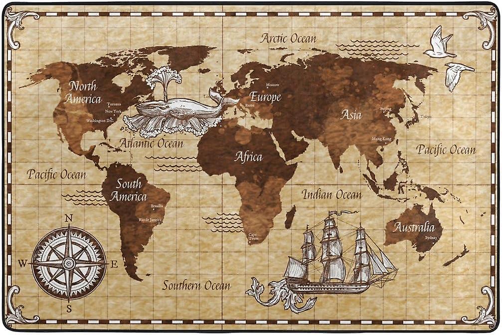 Colourlife Ancient World Map Lightweight Carpet Mats Area Soft Rugs Floor Mat Doormat Decoration For Rooms Entrance 36 X 24 Inches