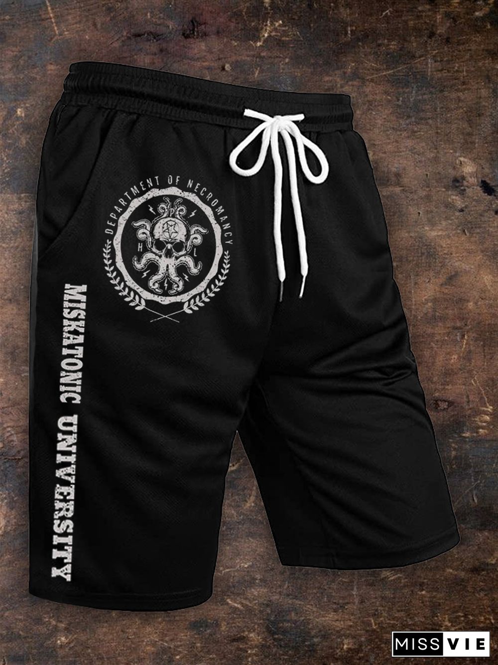 Men's Vintage Miskatonic University Cthulhu Graphic Shorts