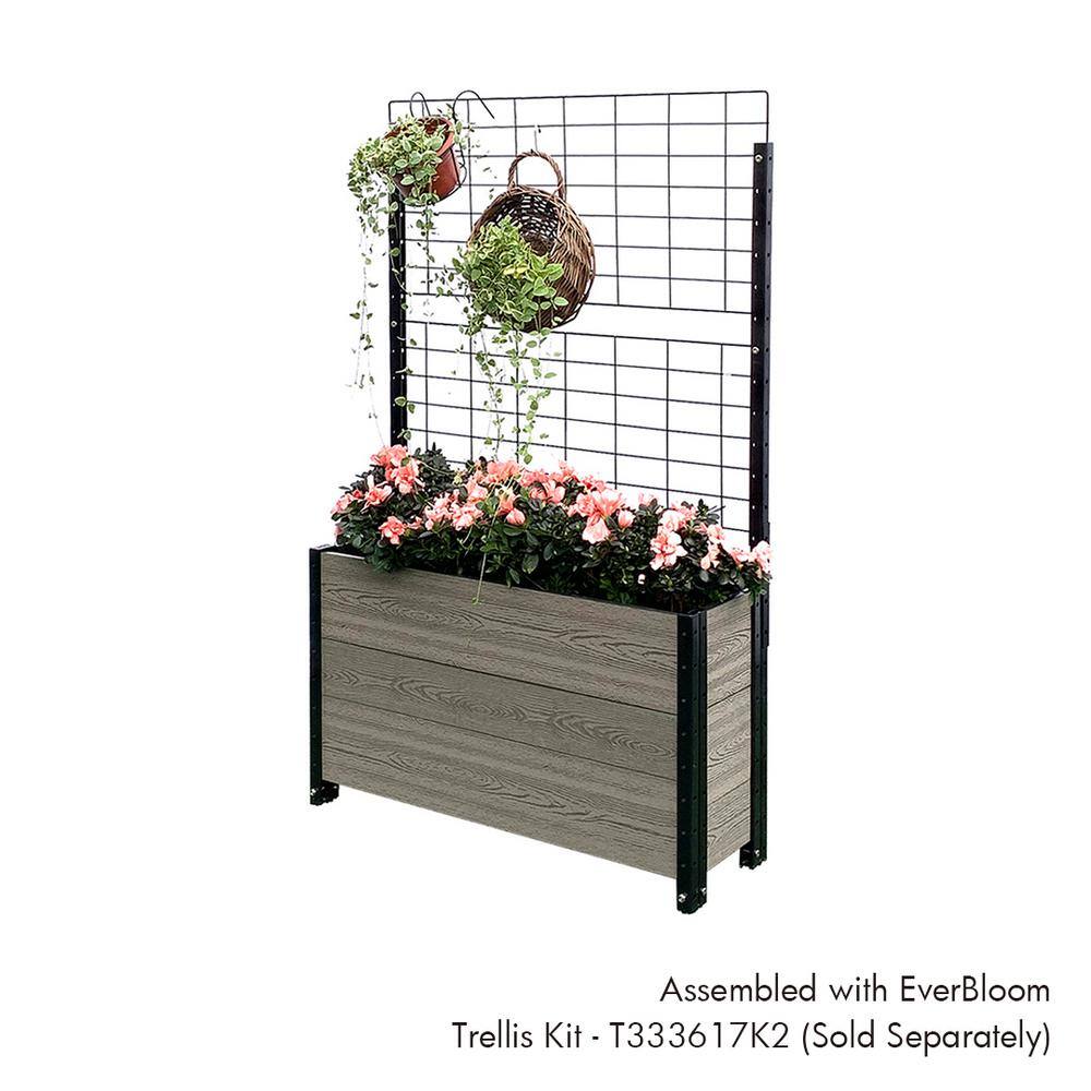 EverBloom 36 in. L x 12 in. W x 21 in. H Elevated Composite Deep Trough Planter in Grey E213612G