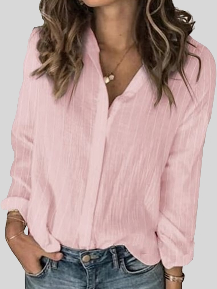 Casual Striped Print Lapel Long Sleeve Shirt