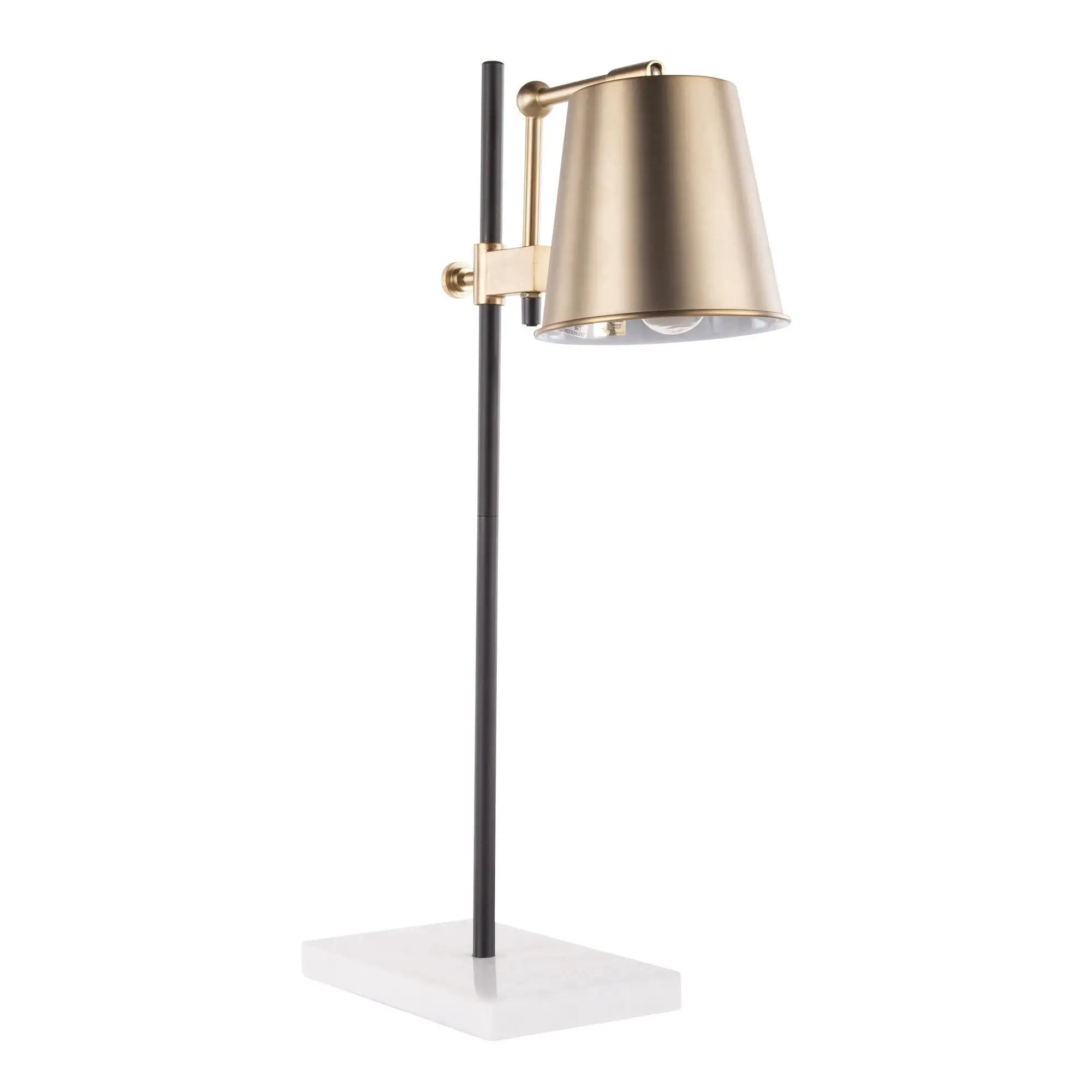 Lumisource Industrial Table Lamp in White Marble and Antique Brass - 13.25