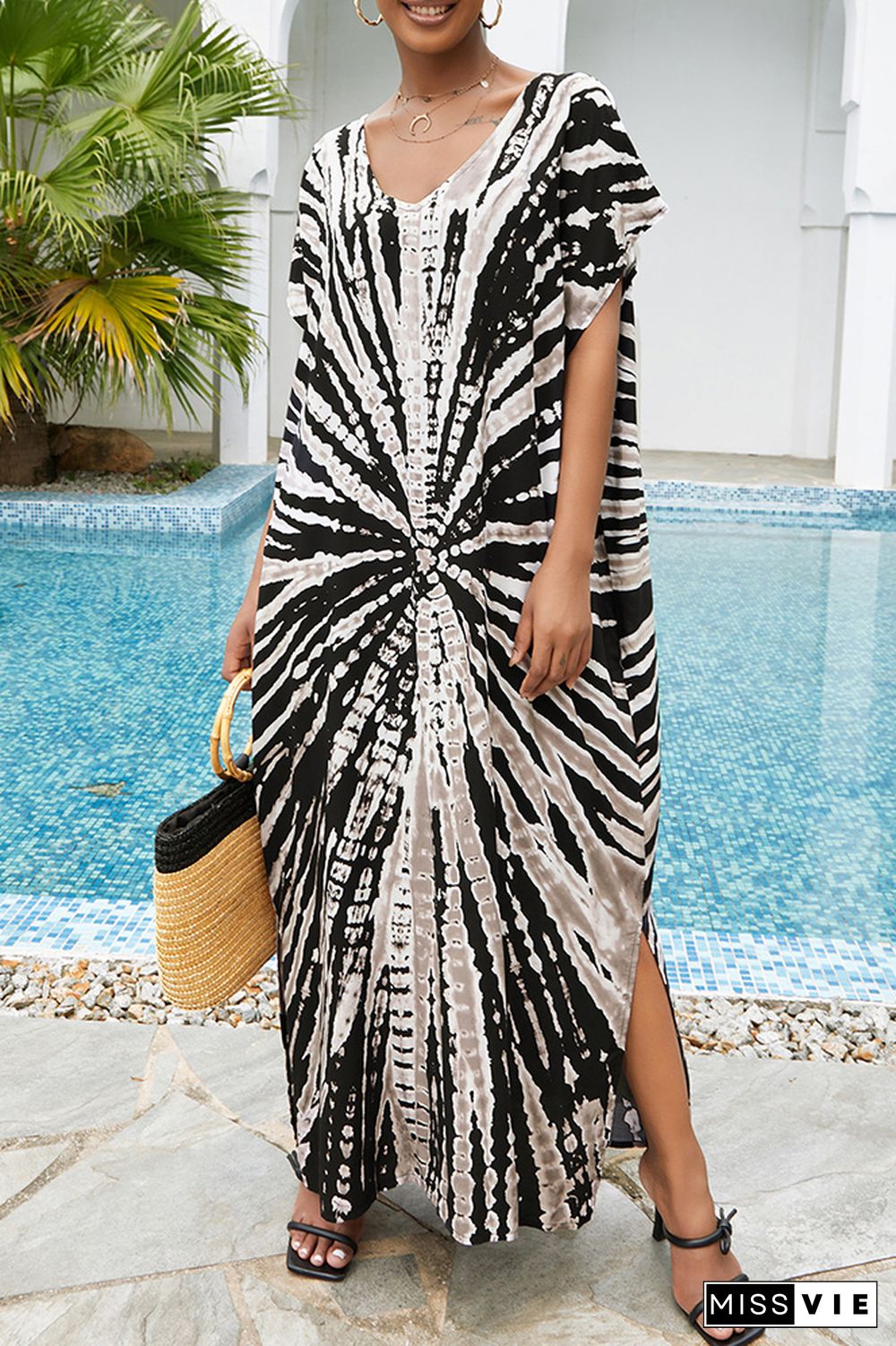 Tie Dye Printing Beach Cover Up Kimono