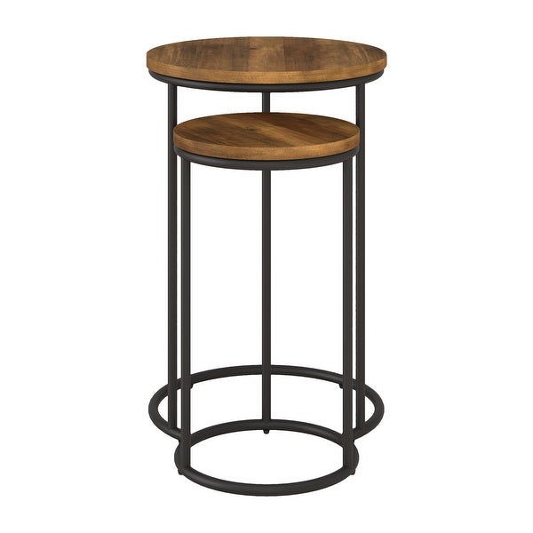 CorLiving Fort Worth Brown Wood Grain Finish Nesting Side Table