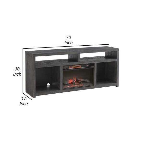 Evelyn 70 Inch TV Entertainment Console， 2 Shelves， 3 Cubbies， Smooth Gray