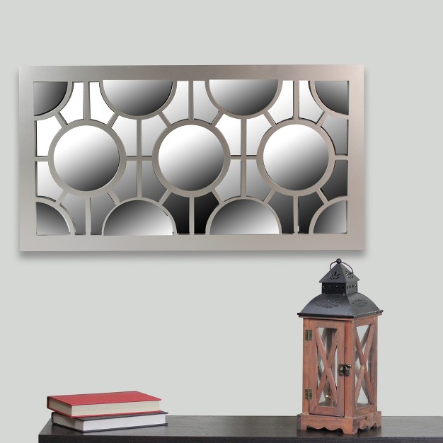 Metallic Gray Rectangular Geometric Wall Mirror