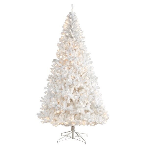 9' White Christmas Tree with 1860 Bendable Branches and 650 LED Lights