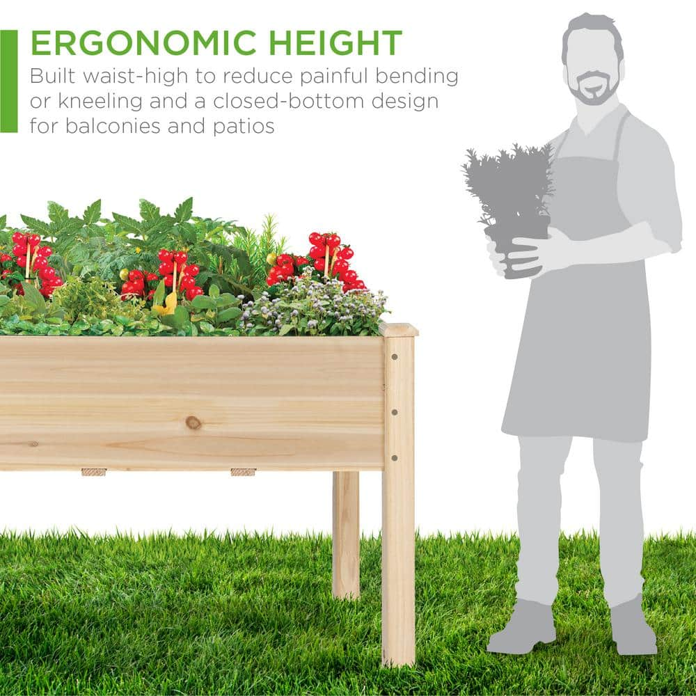 Best Choice Products 34 in. x 18 in. x 30 in. Elevated Garden Bed， Wood Raised Planter Box with Bed Liner SKY6377