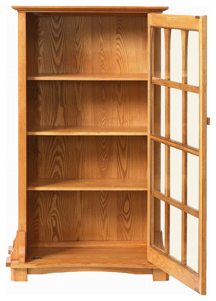 Crafters and Weavers Mission Solid Oak Display Bookcase (2 Colors Available)   Craftsman   Bookcases   by Homesquare  Houzz